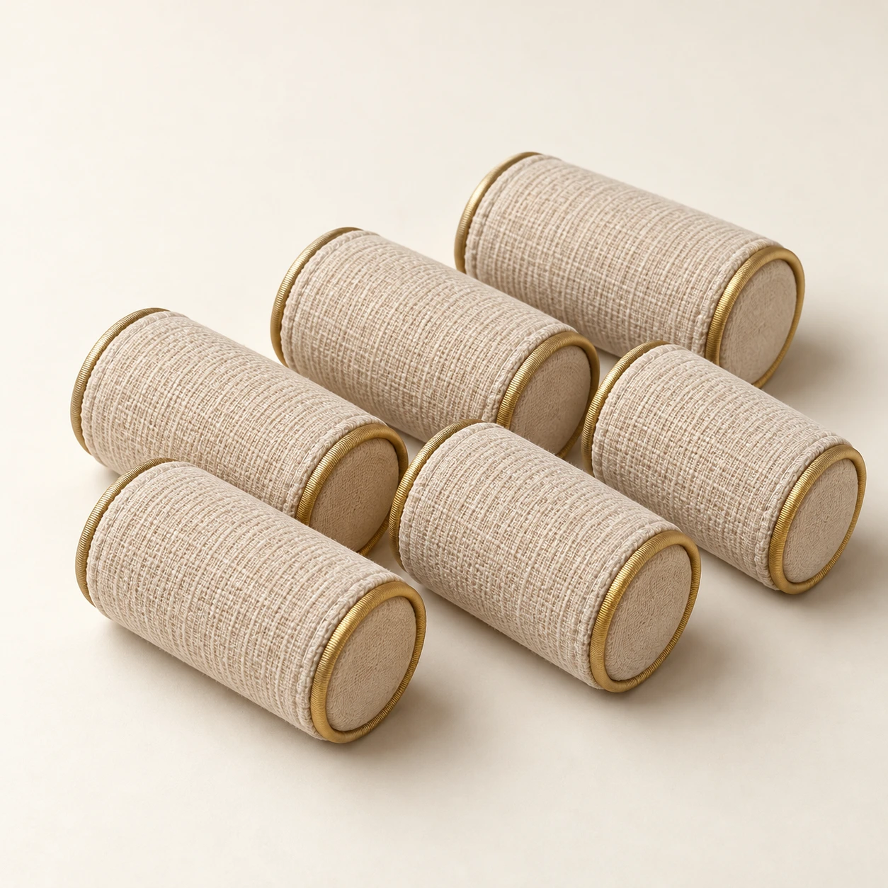 Linen Hour Heatless Roller Set, Oatmeal; Six cylindrical rollers