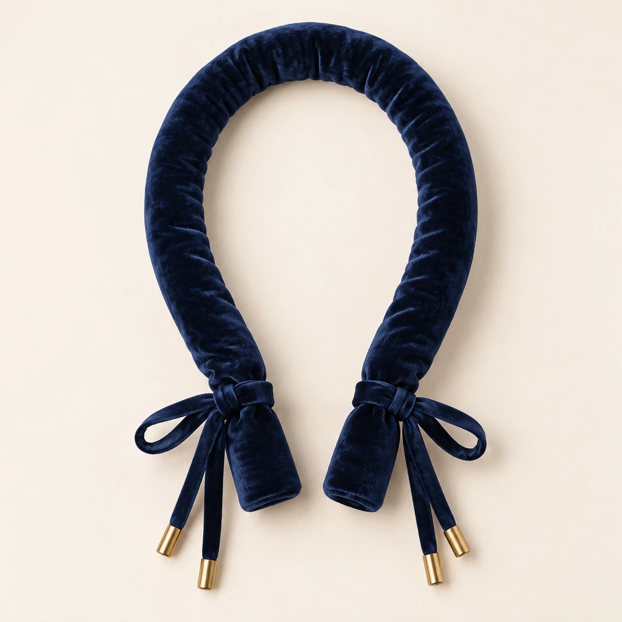 Velvet Loop Heatless Curl Band, Navy; One loop-shaped band