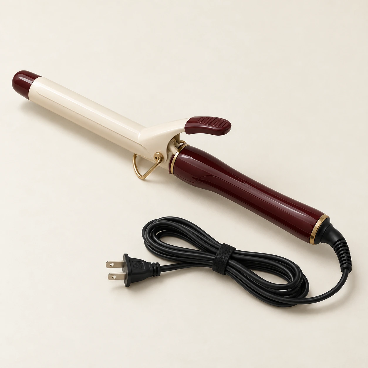 Varsity 19 Clip Curler, Burgundy & Cream; 19 mm clamp barrel