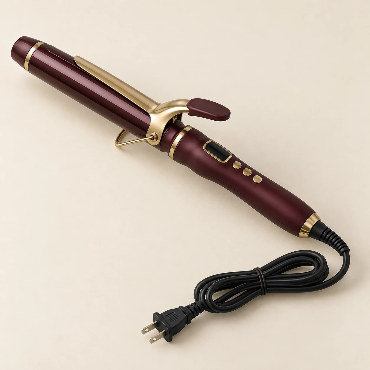 Lecture 32 Digital Curler, Burgundy & Brass; 32 mm clamp barrel